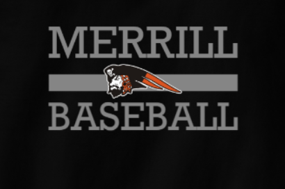 A baseball team logo with the name of merrill on it.