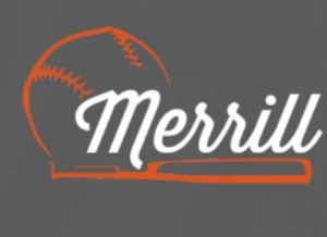 A baseball logo with the name " merrill ".