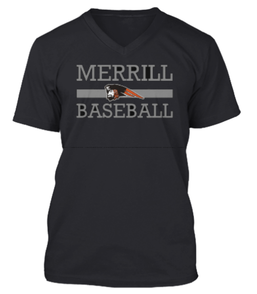 A black shirt with the words merrill baseball on it.