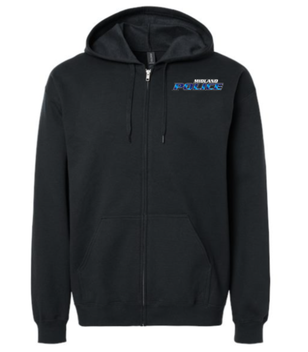 Left Chest Midland Police Full Zip Hoodie (Printed) - More Colors Available - Image 6