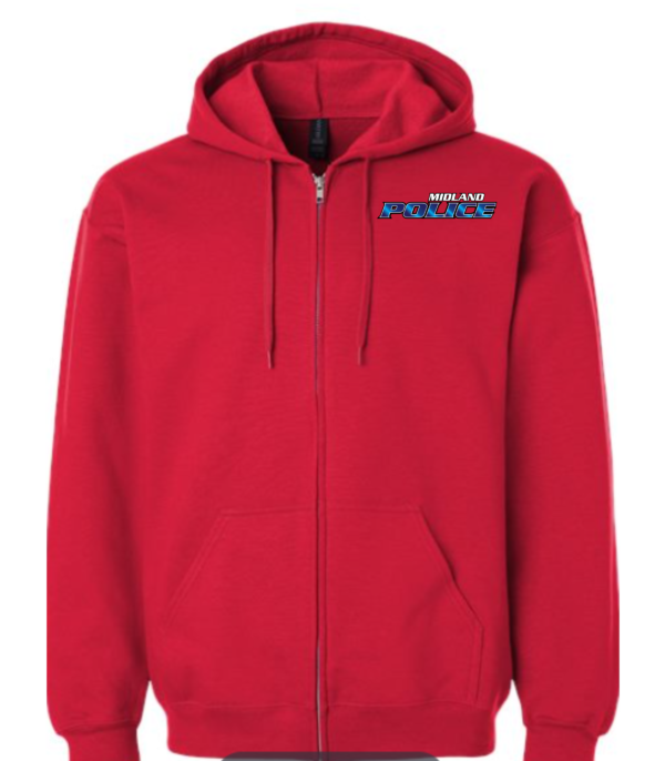 Left Chest Midland Police Full Zip Hoodie (Printed) - More Colors Available - Image 2