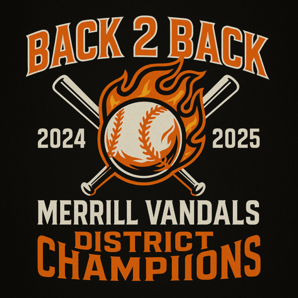 Merrill Baseball Back 2 Back District Champions T-shirts